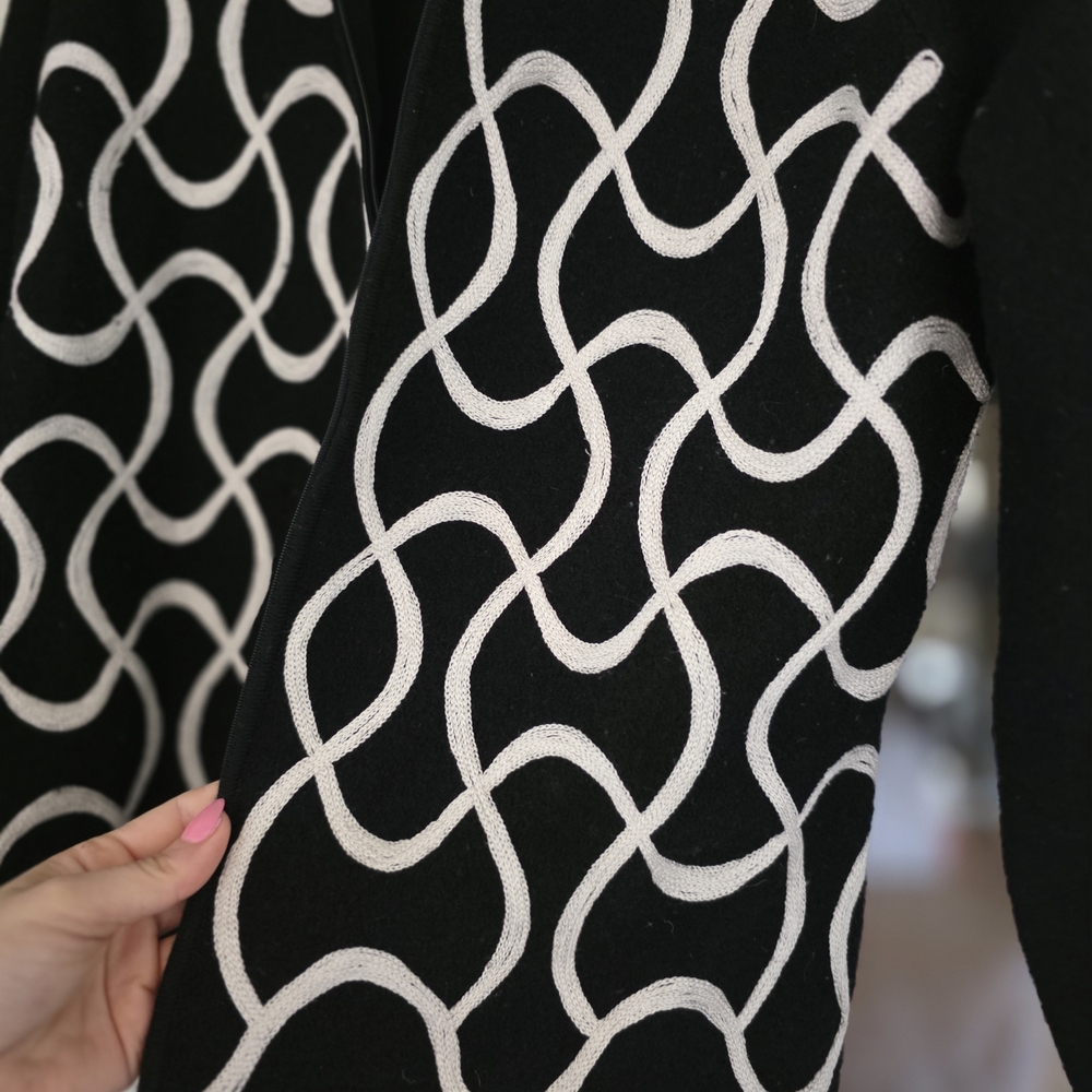 Talbots Black White Patterned Zip Jacket Cardigan… - image 5